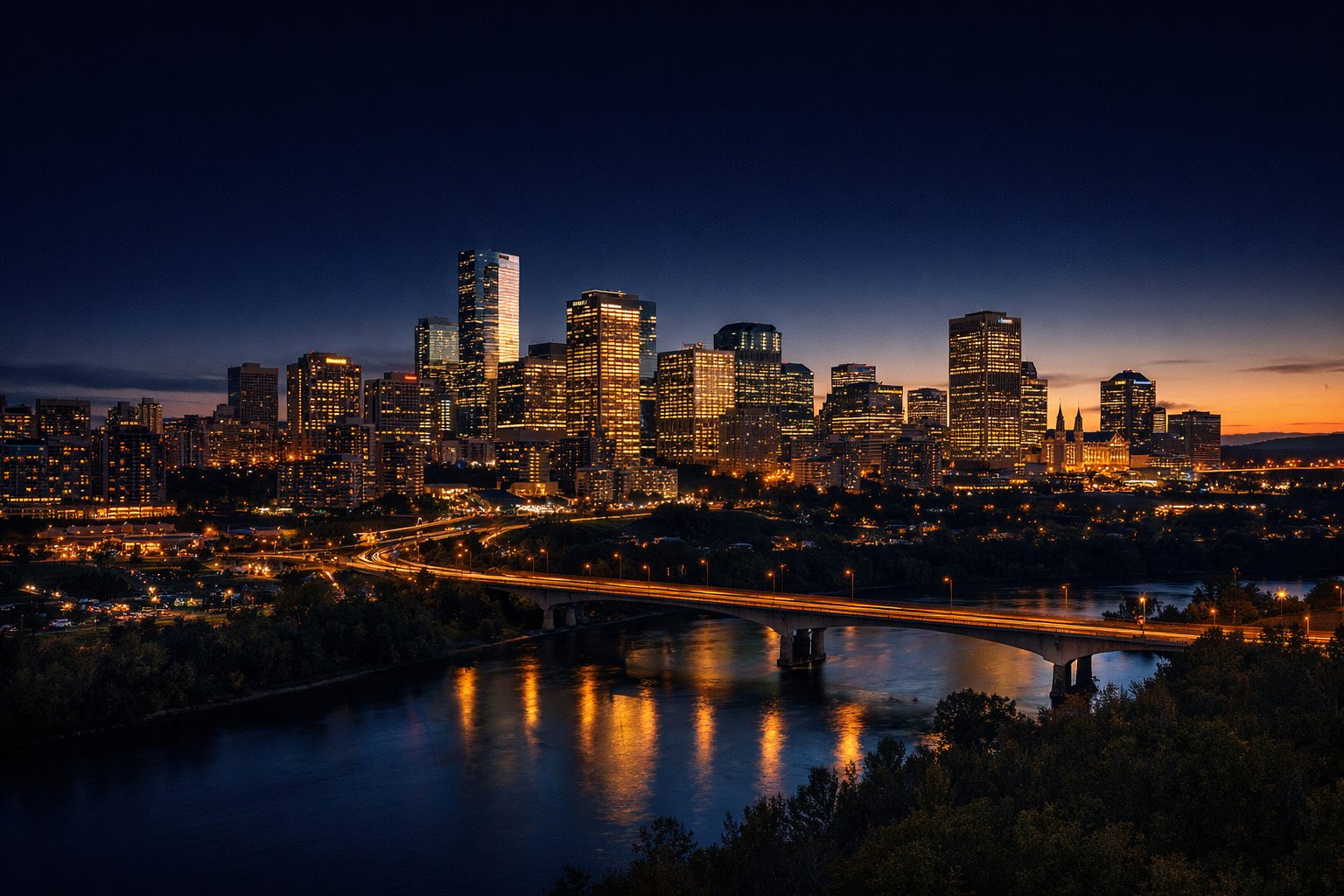 Edmonton skyline at night