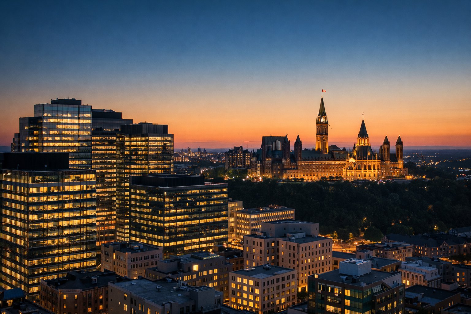 Ottawa skyline at dusk